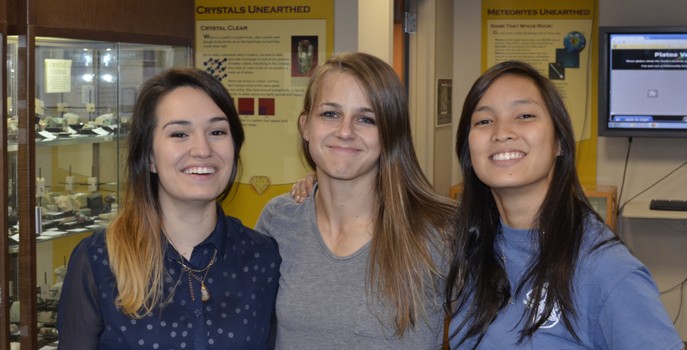 The undergraduate team working on the project, from left to right: Carmen Gonzalez, Lyndsie White & Bonnie Nguyen