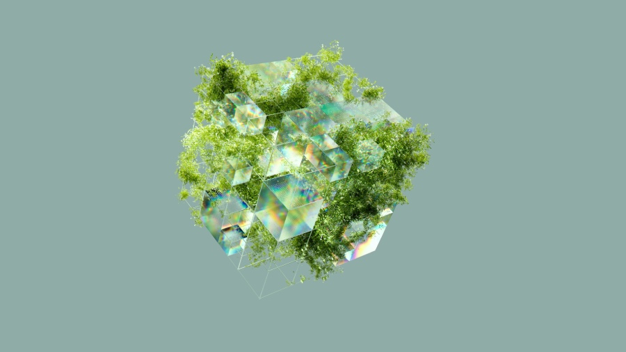 3d illustration with greens